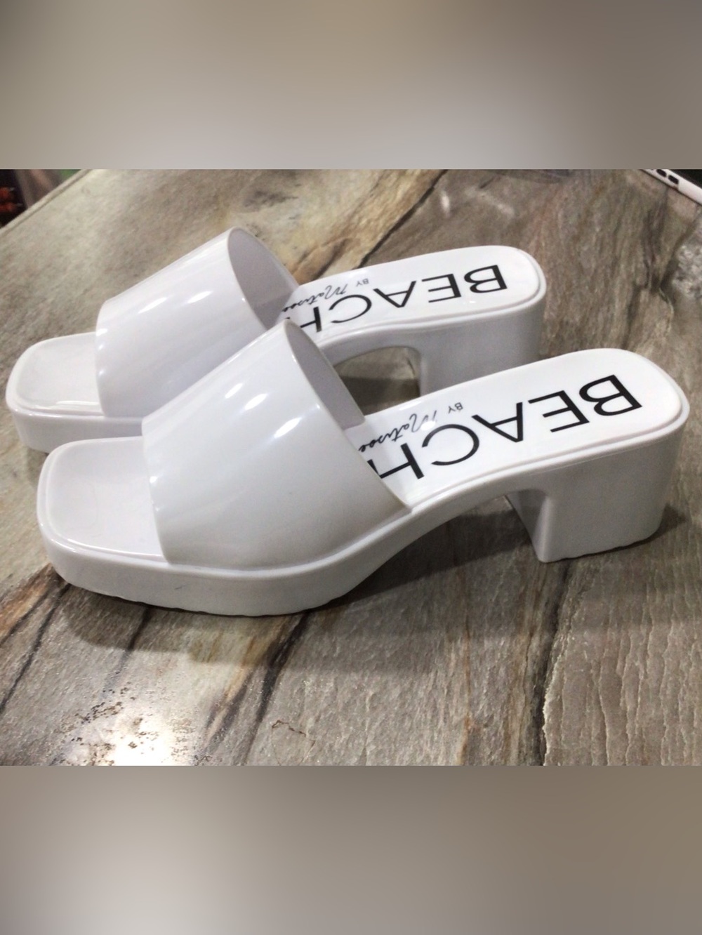 BEACH by Matisse Womens Wade White Block Heel Slip-On Jelly Sandal Size 8M - Picture 3 of 13
